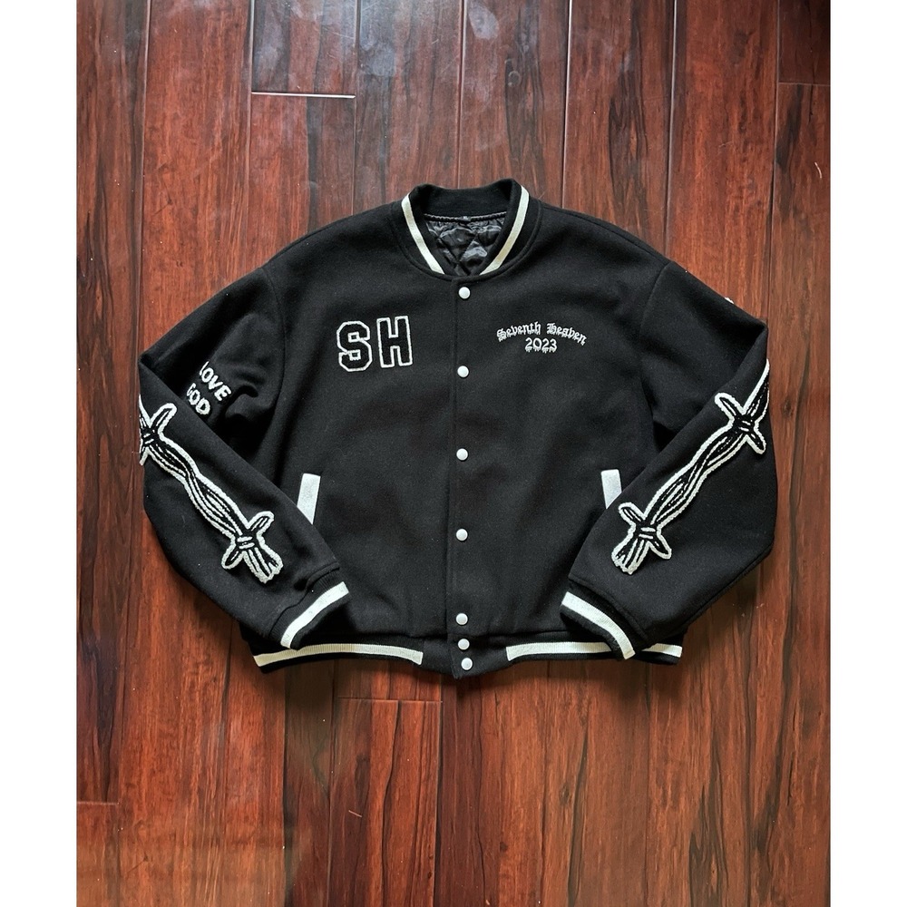Seventh Heaven Barbed Wire Cross Varsity Jacket 2023 John Ross Size XL Preowned